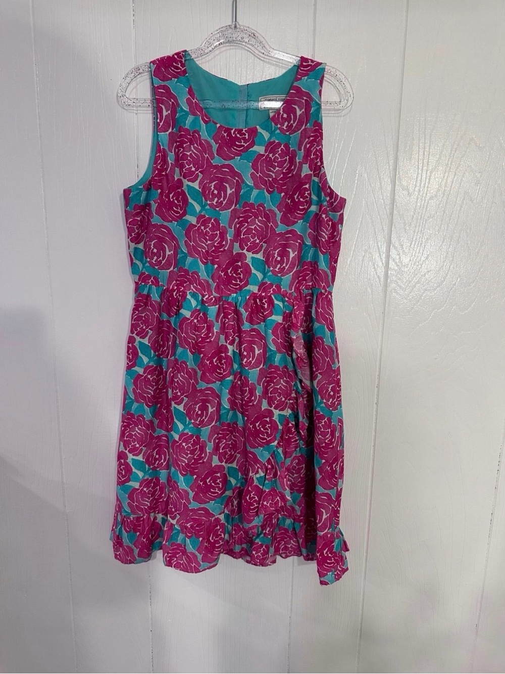 Blue and pink floral dress